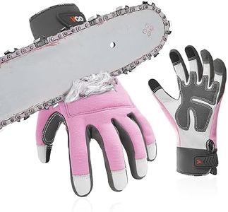 Vgo... Chainsaw Gloves for Women 12-Layer Saw Protection on Both Hands Cow Leather Gloves (Size M,Pink,CA9760)