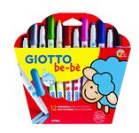 GIOTTO be-bè Colouring Felt Tip Pens for Young Children, Box of 12 Assorted Colours, Super Washable, Ideal for School & Home