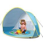 Glymnis Pop Up Baby Beach Tent, Portable UV Protection Beach Tent for Babies, Lightweight Baby Sun Shade Tent with Pool, Baby Tent for Beach, Garden, Picnic