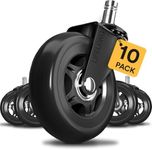 Lifelong Office Chair Wheels Replacement Rubber Chair Casters for Hardwood Floors and Carpet, Set of 5, Heavy Duty Casters for Chairs to Replace Office Chair Mats - Fits 98% (10 Pack)