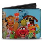 Buckle-Down Disney Wallet, Bifold, The Muppets Character Group Pose Portrait Blue, Vegan Leather, Blue, 4.0" x 3.5", Casual