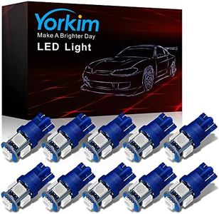 Yorkim 194 LED Bulbs Blue Super Bright Newest 5th Generation, T10 LED Bulbs, 168 LED Bulb for Car Interior Door Courtesy Dome Map License Plate Lights W5W 2825, Pack of 10