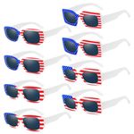 Pibupibu 8 Pack 4th of July Sunglasses Bulk for Women, Rectangle Fourth of July Sunglasses American Flag Glasses Party Favors