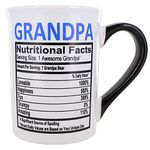 Cottage Creek Large 18 Ounce Ceramic Grandpa Nutrition Facts Coffee Mug Grampa Mug Grandpa Tea Mug Cup [White]