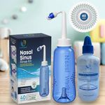 Sinus Rinse Kit,300 ml Bottle + 40 Salt sachets,Neti Pot,Nasal wash,Sinus Rinse,Adult Nose Shower for Nose Cleaning and Nasal Flushing,PLUSQMED