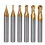 JIULI TOOL 6Pcs Carbide Ball Nose End Mills Set R Angle 2 Flute Tungsten Steel Spiral Milling Cutter CNC Router Bits Tool HRC 60
