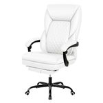 BestEra Office Chair, Big and Tall Office Chair Executive Office Chair with Foot Rest Ergonomic Office Chair Home Office Desk Chairs Reclining High Back Leather Chair with Lumbar Support (White)