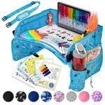 PILLANI Kids Travel Tray for Car - Car Seat Tray for Kids Travel, Car Trays for Kids Roadtrip Essentials, Carseat Table Tray for Kids Road Trip Activities - Toddler Lap Desk Organizer for Airplane