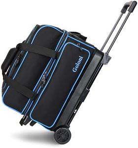 Goloni Double Roller 2 two bowling ball bag with wheels with Separate Shoe Compartment Size 15 and Oversized Accessory Pocket,2/two ball bowling bag,Retractable Handle Extends to 40"