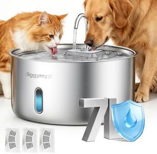 Dog Water Fountain 2026 Upgraded with Long-Lasting Pump, 3-Filters, 7L Large Capacity for Large Cats & Dogs, Dry-Run Protection, 304 Stainless Steel, Visible Water Level Window, Easy Clean