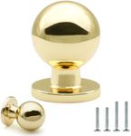 FURFITT 10 Pack Polished Brass Cabinet Knobs 1 Inch/25mm Diameter Shiny Polished Gold Ball Drawer Knobs Solid Zinc Alloy Dresser Kitchen Cupboard Bathroom Furniture Hardware