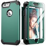 IDweel for iPhone 6S Plus Case,for iPhone 6 Plus Case with Tempered Glass Screen Protector,3 in 1 Shockproof Slim Fit Hybrid Heavy Duty Hard PC Cover Soft Silicone Bumper Full Body Case,Graphite Green