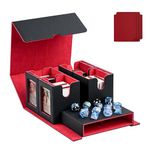 Kabinka Card Deck Box MTG with Display Window,5 in 1 Trading Card Storage Box with Dividers Holds 640+ Single-sleeved Cards,Detachable Card Case for Commander/TCG/CCG/Sports Cards(Black&Red)