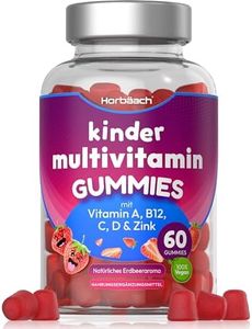 Multivitamin Gummibärchen für Kinder | Mit Jod, Zink, Vitamin C, E, D, B6, B7, B12 & Chrom | 60 Gummies | Natürlicher Erdbeergeschmack | by Horbaach