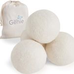 HOME GENIE 100% New Zealand Wool Reusable Dryer Balls, Over 400 Laundry Loads, Anti Static Fast Drying and Helps Reduce Wrinkles, Lint and Pet Hair, Natural Fabric Softener Essentials, 4 Pack, White