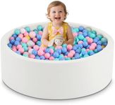 AUNEKIV 35.4" x 11.8" Foam Ball Pit for Toddlers, Baby Round Ball Pits for Babies 1 Years Up, Soft Kids Balls Pool for Boys and Girls, Balls Not Included, White