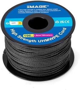 IMAGE Kevlar Cord 196ft Braided Throw Line Nylon Cord 1.8mm, 660LB High Strength, Low Stretch, Spliceable Arborist Rope for Tree Work, Hammock, Tarp, Tent, Camping (Black, 196ft)