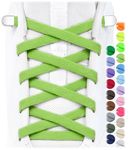 Stepace 2 Pairs Elasticated Shoe Laces for Trainers and School Shoes, No Tie Laces for Kids and Adults, 6mm Flat Elastic Shoelaces with Secure Metal Clips, One Size Fits All Apple Green 120