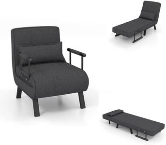 LIFEZEAL Fauteuil Convertible 1 Place, Fauteuil de Salon Pliable avec Dossier Réglable sur 5 Positions, Canapé-lit Convertible, Fauteuil chauffeuse avec Accoudoirs, pour Salon,Bureau,Chambre(Gris)
