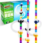 Marble Genius Marble Run Pipes & Spheres Accessory Add-on Set - 10 Pieces Total (4 Pipes, 1 Ramp Sphere, 1 Alternating Sphere, 1 Straight Sphere, & 3 Tube Spheres), with Instruction App Access