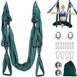 Aerial Yoga Swing Set Trapeze Yoga Hammock Kit Ultra Strong Anti-gravity Yoga Flying Sling Inversion Swing Tool Set for Air Yoga Inversion Fitness (Green)