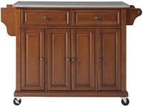 Crosley Furniture Rolling Kitchen Island with Stainless Steel Top - Classic Cherry