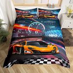 Loussiesd Race Car Bedding Set Boys Extreme Sports Duvet Cover Set for Kids Boys Cool Car Comforter Cover Car Sports 1 Duvet Cover with 2 Pillowcases Double Size