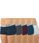 FREECULTR Women's Underwear Antibacterial Micromodal Airsoft Cult Waistband | Boy Short - Non-Itch, No Chafing, Sweat-Proof Comfort Size 2XL Pack of 5-P-Blue,Ash Grey,S-Wine,Mid-Blue,Cloud White