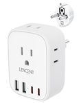 LENCENT European Travel Plug Adapter, Schuko Type E/F Power Plug Adaptor with 4 USB Ports(2 Type C),4 Outlet Converter, Travel Essentials US to EU Spain France German Norway Iceland Korea