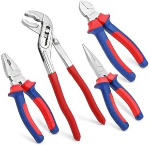 WORKPRO Jeu de Pinces en Acier au Carbone 4 Pièces - Pince Multiprise, Pince Universelle, Pince Coupante, Pince Bec Long pour Réparation Domestique ou Utilisation du Travail