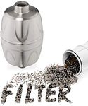 Shower Water Filter For Showerhead - Universal Home Shower Head Filters To Remove Chlorine + Hard Minerals - Bath Purifiers And Filtered Softener System Best With Activated Charcoal - Brushed Nickel