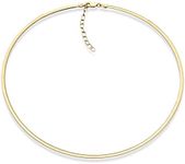 Miabella 18K Gold Over 925 Sterling Silver Italian 2mm or 2.5mm Solid Dome Omega Link Chain Necklace for Women 16 + 2 inch ext. Made in Italy, Sterling Silver, No Gemstone