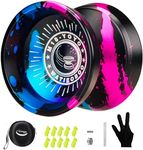 WATIEOBOO Yoyo Professional Metal Responsive Yo yo M18, Responsive Yoyo for Kids Beginner, Unresponsive Trick Yoyos for Advanced Players with Bearing Accessories+Removal Tool (Black & Blue & Pink)