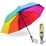 BOGATO™ 3 Fold Umbrella | Auto Open Close Umbrella | Windproof Rainbow Umbrella Rain Sun UV Protection Foldable Umbrella For Men,Women,Kids,Girls,Boys (Rainbow)