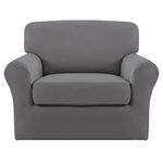 Easy-Going 2 Pieces Couch Covers Couch Stretch Chair Slipcover Proof Fitted Furniture Protector Spandex Sofa Chair Cover Washable Furniture Protector for Pets, Kids (Small, Light Gray)