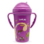 LuvLap Tiny Giffy Sippy Cup, Silicone Straw, BPA Free, 300 ml 18m+ (Purple)