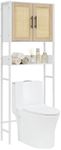 GAOMON Over The Toilet Storage Cabinet with Rattan Door, Bathroom Above Toilet Storage Cabinet with Adjustable Shelves, Large Storage Bathroom Organizer, Natural White