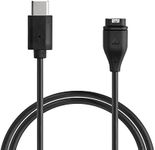 kwmobile Charger Compatible with Garmin Forerunner 265 / 265S / 965 - Charger USB-C Cable for Charging Smart Watch - Black