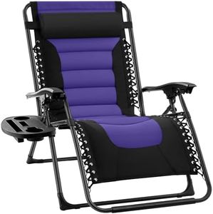 Best Choice Products Oversized Padded Zero Gravity Chair, Folding Outdoor Patio Recliner, XL Anti Gravity Lounger for Backyard w/Headrest, Cup Holder, Side Tray, Polyester Mesh - Black/Purple