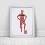 Personalised Football Player Word Art Print - A5, A4 Prints & Framed