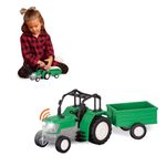 Driven by Battat – Small Toy Tractor & Trailer – Farm Vehicle Toy for Kids – Lights & Sounds – Movable Parts – 3 Years + – Micro Tractor