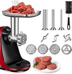 Metal Meat Grinder Attachment, Meat Grinder Accessory Compatible with AMZCHEF ZM1501&GM3001 Juicer, Included 3 Sausage Stuffer Tubes, 4 Grinding Plates, Machine Not Included