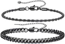 RANKEEF Black Bracelets for Men Cha