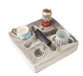 Xchouxer Couch and Bed Cup Holder Pillow, Sofa Refreshment Tray for Drinks/Remote Control/Snacks Holder (Beige)