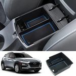 LUWU for 2022 Hyundai Kona Interior Accessories,2018-2022 Kona Center Console Organizer 2022 Kona Armrest Storage Box 2022 Kona Armrest Organizer Insert Tray 2022 Kona Console Organizer (Blue-trim)