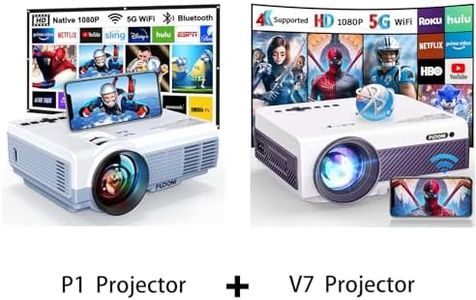 Projector with WiFi and Bluetooth, 5G WiFi Native 1080P Projector, FUDONI Portable Outdoor Projector with Screen for Home Theater, Compatible with HDMI/USB/PC/TV Box/iOS and Android Phone