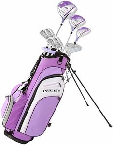 Precise M3 Petite Women’s Right Handed Complete Golf Club Set Includes 12* Driver, 3 Wood, 21* Hybrid, 6-9 Cavity Back Irons, Pitching Wedge, Putter, Deluxe Stand Bag & 3 Headcovers | Stylish Purple