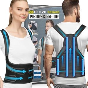 BLITZU Posture Corrector for Women and Men - Adjustable Back Brace & Straightener for Scoliosis, Hunchback Correction, Neck & Back Pain, Spine Corrector, Back Support and Posture Trainer. L