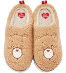 YUNGPRIME Care Bears House Slippers Cozy Slip on Fluffy Scuff Shoes for women and men, Brown, 9-10 Wide Women/7-8 Wide Men