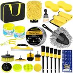 zycBernoi 35 Pcs Car Detailing Kit, Car Cleaning Supplies, Car Cleaning Accessories with Car Wax, Professional Car Detailing Brush, Auto Detailing Drill Brush Set, Perfect for Cars and Bikes